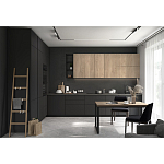 Черный матовый кухонный гарнитур с фасадом под дерево Renart Kitchen Set варинант исполнения - 3 | Loft Concept в Брянске