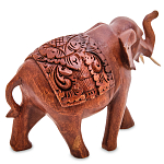 Статуэтка из дерева суар в виде слона в традиционном облачении Elephant in blanket варинант исполнения - 2 | Loft Concept в Брянске