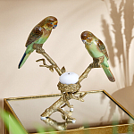 Подсвечник с двумя попугаями из фарфора на бронзовой ветке Eden Garden варинант исполнения - 1 | Loft Concept в Брянске