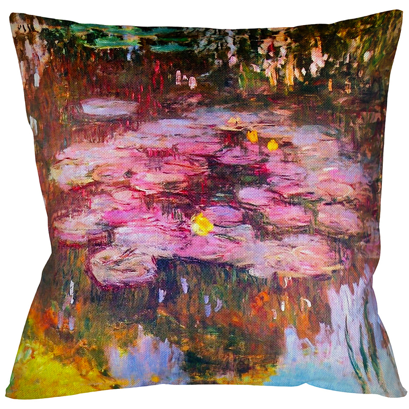 Подушка декоративная Лилии водяные Impressionism in Art Мульти Бежевый в Брянске | Loft Concept 