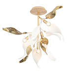 Люстра потолочная с белыми матовыми и золотыми глянцевыми листьями Wintery flovers варинант исполнения - 2 | Loft Concept в Брянске