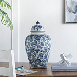 Ваза с крышкой и бело-синим цветочным узором Blue & White Ornament  варинант исполнения - 8 | Loft Concept в Брянске