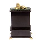 Часы настольные с декором в виде льва из натурального камня Нефрит Lion Stone Clock варинант исполнения - 4 | Loft Concept в Брянске