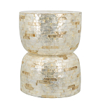 Приставной столик с мозаичным рисунком из раковин устриц Bone Inlay варинант исполнения - 2 | Loft Concept в Брянске