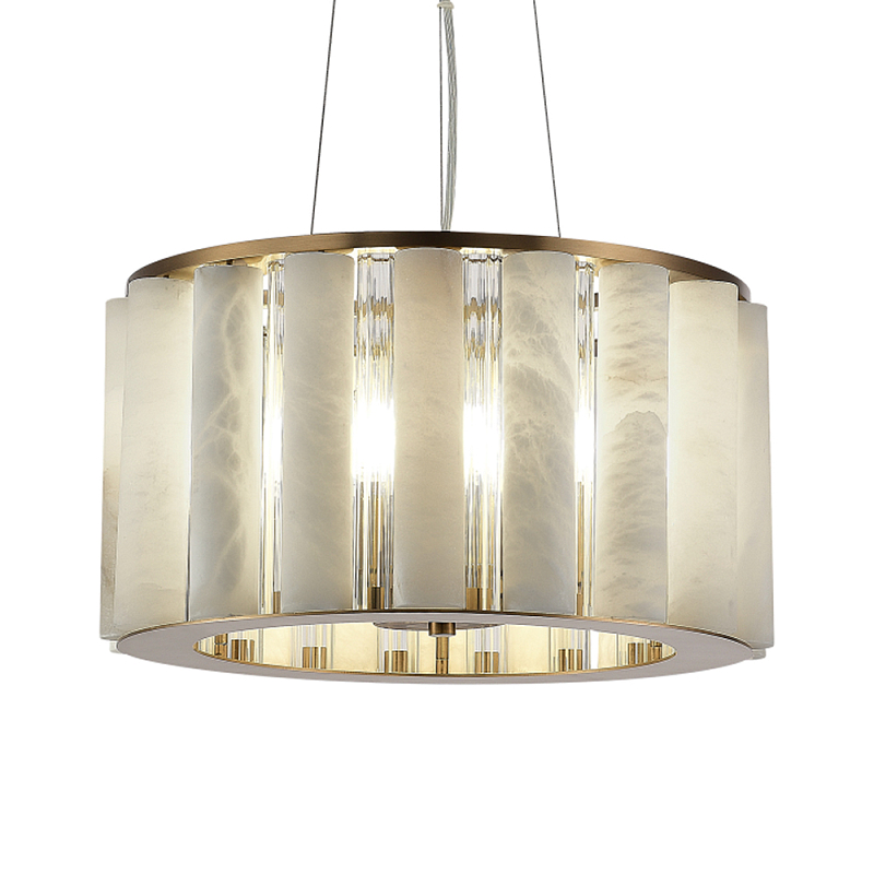 Люстра с абажуром из стекла и премиального алебастра Ravishment Прозрачный Белый Бронза в Брянске | Loft Concept 