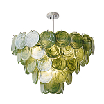 Люстра из зеленых стеклянных дисков с перламутровым эффектом Green Glowing Glaze варинант исполнения - 1 | Loft Concept в Брянске