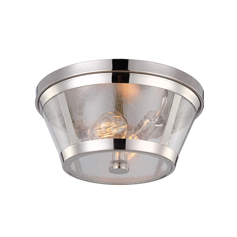 Потолочный светильник с плафоном из прозрачного пузырькового стекла Feiss Никель Прозрачное Стекло в Брянске | Loft Concept 