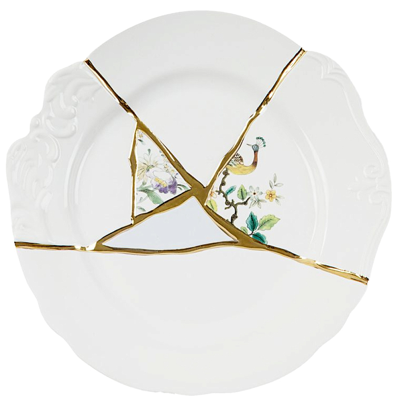 Тарелка Seletti Kintsugi Белый Золотой Тарелка Seletti Kintsugi Белый Золотой в Брянске | Loft Concept
