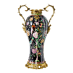 Ваза из фарфора черная с цветочной росписью и бронзовыми элементами Spring Garden варинант исполнения - 1 | Loft Concept в Брянске