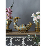 Чаша голубого цвета с оранментом и и бронзовыми фигурами леопардов Eden Garden варинант исполнения - 5 | Loft Concept в Брянске