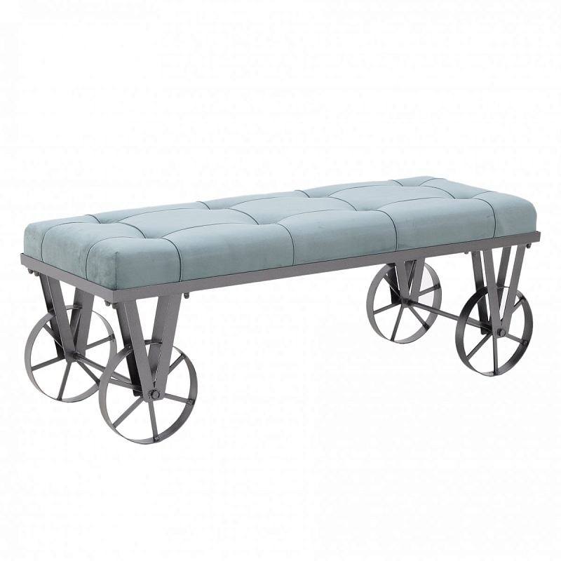 Банкетка Bench Seat Loft blue Черный Светло-голубой Банкетка Bench Seat Loft blue Черный Светло-голубой в Брянске | Loft Concept