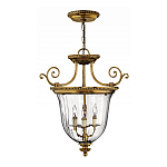 Люстра подвесная цвета латунь с прозрачным стеклянным плафоном и тремя лампами в классическом стиле на цепи Hinkley варинант исполнения - 2 | Loft Concept в Брянске