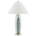 Настольная лампа овальная с тропическим принтом Stylized Aalm Leaves Motif варинант исполнения - 4 | Loft Concept в Брянске