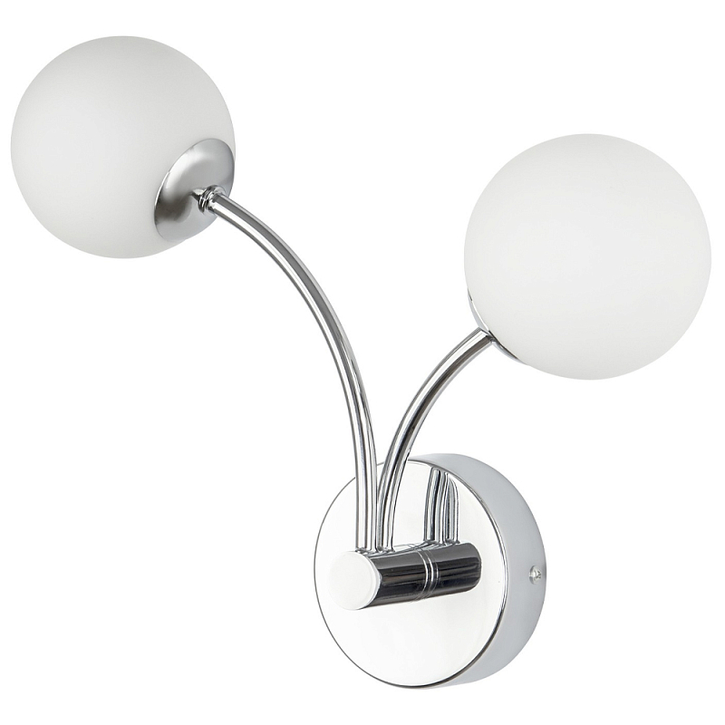 Бра с 2-мя круглыми плафонами из матового стекла Pearl Suspension Light Chrome Wall Lamp Хром Белое матовое стекло Бра с 2-мя круглыми плафонами из матового стекла Pearl Suspension Light Chrome Wall Lamp Хром Белое матовое стекло в Брянске | Loft Concept