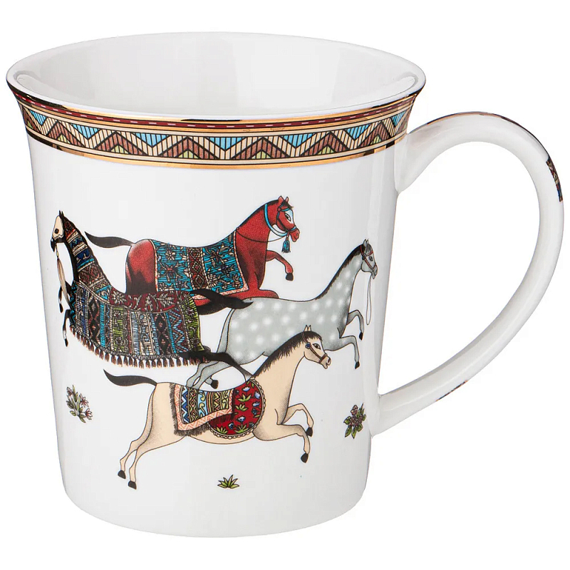 Кружка из фарфора с изображением лошадей 400 мл Porcelain Horse Set Белый Мульти Кружка из фарфора с изображением лошадей 400 мл Porcelain Horse Set Белый Мульти в Брянске | Loft Concept