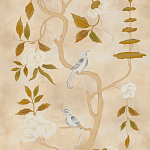 Обои ручная роспись Gustavian Tree of Life Special Colourway on Edo custom white painted silk варинант исполнения - 2 | Loft Concept в Брянске