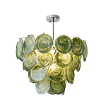Люстра из зеленых стеклянных дисков с перламутровым эффектом Green Glowing Glaze варинант исполнения - 8 | Loft Concept в Брянске