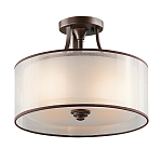 Потолочный светильник с двойным цилиндрическим плафоном из белого стекла и прозрачной органзы Kichler варинант исполнения - 1 | Loft Concept в Брянске