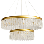 Люстра двухъярусная с золотого цвета и прозрачными подвесками Pettico варинант исполнения - 1 | Loft Concept в Брянске