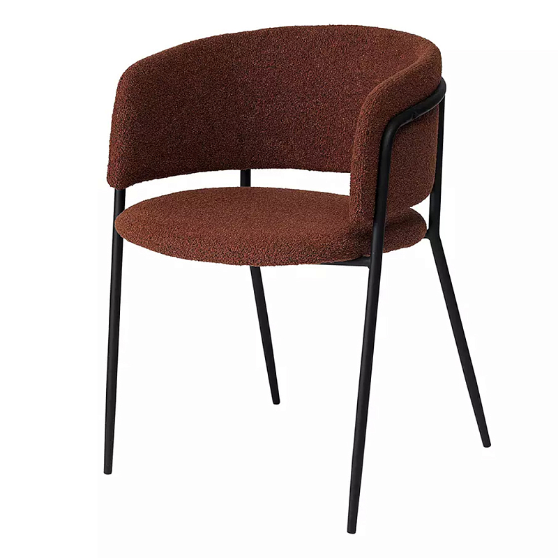 Стул полукруглый мягкий с буклированной обивкой Chair with Boucle Upholstery Черный Терракотовый Стул полукруглый мягкий с буклированной обивкой Chair with Boucle Upholstery Черный Терракотовый в Брянске | Loft Concept