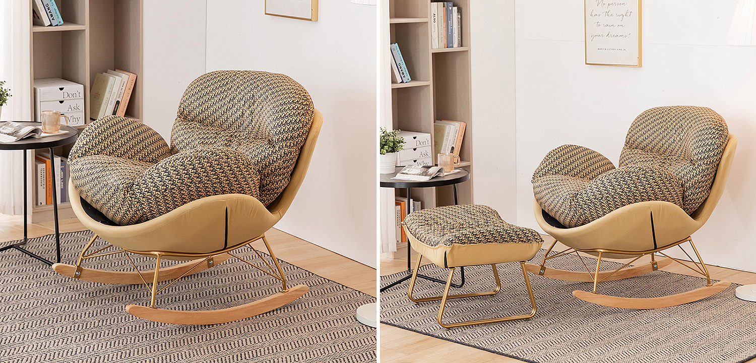 Кресло-качалка Dior Print Rocking Chair с банкеткой для ног Кресло-качалка Dior Print Rocking Chair с банкеткой для ног - Loft-Concept в Брянске