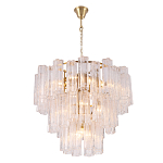 Люстра круглая многоярусная с прозрачными подвесками из стекла Hexagon Tube Light варинант исполнения - 3 | Loft Concept в Брянске