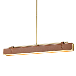 Подвесной светильник линейный латунного цвета в кожаном коричневом чехле и декоративными ремешками Alora варинант исполнения - 1 | Loft Concept в Брянске
