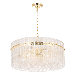 Люстра подвесная круглая с прозрачными рельефными стеклянными вставками и золотым основанием Textured Glass Chandelier варинант исполнения - 2 | Loft Concept в Брянске