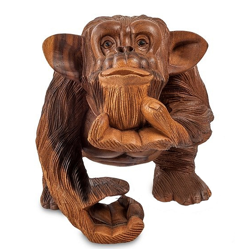 Статуэтка деревянная в виде обезьяны Wooden Monkey Коричневый Статуэтка деревянная в виде обезьяны Wooden Monkey Коричневый в Брянске | Loft Concept