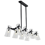 Люстра светодиодная с 8-ю прозрачными плафонами из акрила и стали Glass Cylinder Black варинант исполнения - 2 | Loft Concept в Брянске