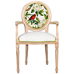 Стул с подлокотниками золотистый из бука с изображением птиц и цветов Blooming Red Birds варинант исполнения - 1 | Loft Concept в Брянске