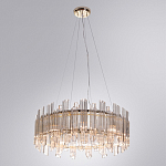 Люстра подвесная круглая с прозрачными хрустальными трубками и золотистым каркасом Диаметр 60 см Hexagon Tube Light варинант исполнения - 2 | Loft Concept в Брянске