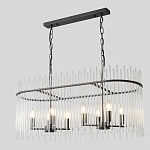 Люстра подвесная овальная со стеклянными прозрачными трубками и металлическим каркасом черного цвета Nembus варинант исполнения - 3 | Loft Concept в Брянске