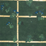 Обои ручная роспись Morning Glory Original colourway on Edo Green painted Xuan paper варинант исполнения - 1 | Loft Concept в Брянске