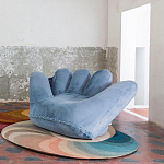 Дизайнерское плюшевое кресло в форме руки голубое Poltronova Joe Plush Baby Blue Armchair варинант исполнения - 3 | Loft Concept в Брянске