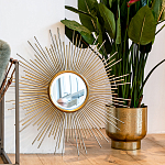 Зеркало-солнце круглое в раме из металла с золотыми с лучами Rays of Peace варинант исполнения - 3 | Loft Concept в Брянске