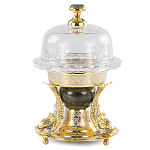 Икорница с декором "Три рыбки" с гравировкой и натуральным камнем Нефрит Decorative Cavair Dishes варинант исполнения - 1 | Loft Concept в Брянске