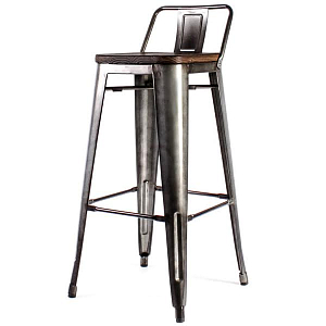 Барный стул Tolix Bar Stool 75 Backed Wood Silver