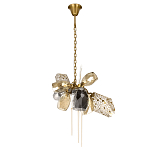 Люстра подвесная со стеклянными плафонами из дымчатого и золотистого с тремя вертикальными подвесками Gilded Mirage  варинант исполнения - 2 | Loft Concept в Брянске