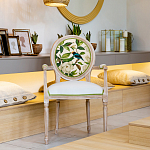 Стул с подлокотниками золотистый из бука с изображением птиц и цветов Blooming Birds варинант исполнения - 4 | Loft Concept в Брянске