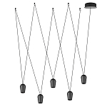 Подвесной светильник черными плафонами на длинных пересекающихся тросах Construction варинант исполнения - 2 | Loft Concept в Брянске