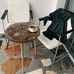 Круглый журнальный столик со столешницей из эпоксидной смолы Epoxy Resin Flowers Coffee Table варинант исполнения - 8 | Loft Concept в Брянске