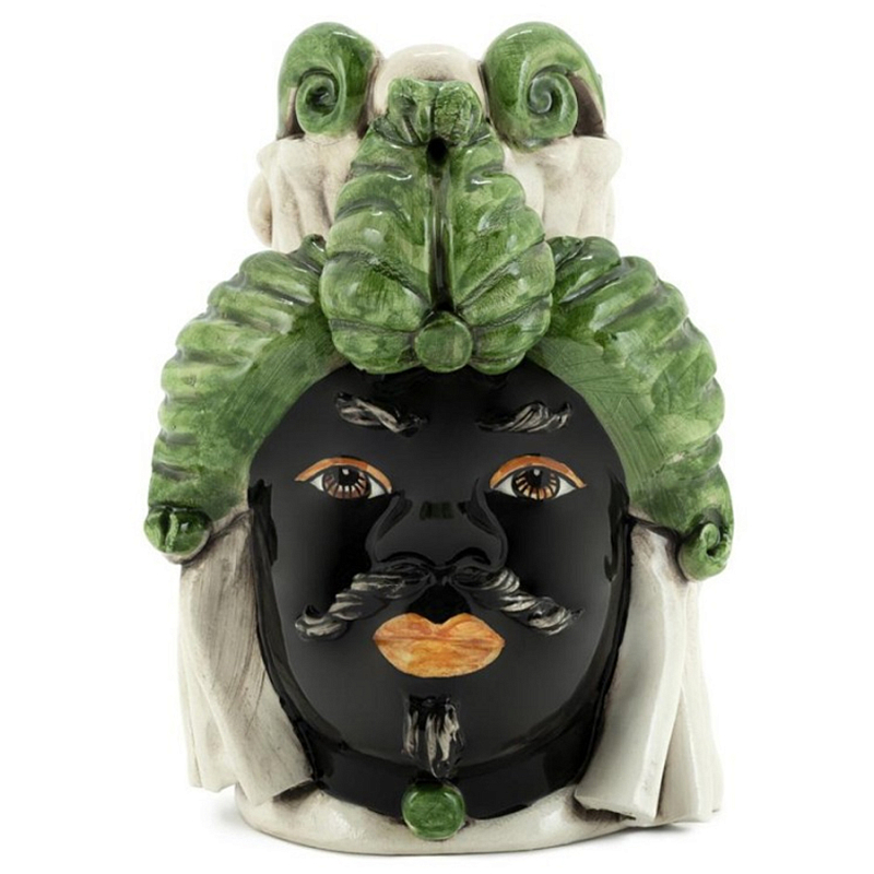 Ваза Vase Moro Man Small Dark Green Черный Зеленый Бежевый Ваза Vase Moro Man Small Dark Green Черный Зеленый Бежевый в Брянске | Loft Concept