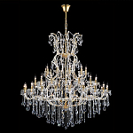 Люстра многоярусная с 53-мя лампочками и прозрачными хрустальными подвесками на основании золотого цвета Crystal lamps варинант исполнения - 2 | Loft Concept в Брянске