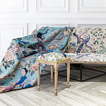 Трехместный диван на металлическом каркасе с цветочным принтом в стиле шинуазри Chinoiserie Birds on a Tree Sofa варинант исполнения - 4 | Loft Concept в Брянске