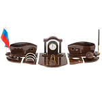 Настольный письменный набор с часами из природного камня обсидиана Competent Leader варинант исполнения - 1 | Loft Concept в Брянске