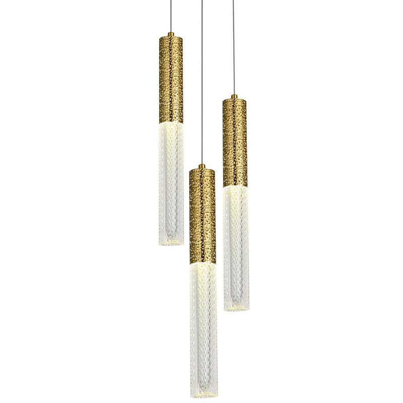 Подвесной светильник латунь Dew Drops Tube Brass Trio Hanging Lamp Латунь Прозрачный Подвесной светильник латунь Dew Drops Tube Brass Trio Hanging Lamp Латунь Прозрачный в Брянске | Loft Concept