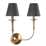 Бра с металлическим основанием бронзового цвета и 2-мя черными конусовидными абажурами Dignity варинант исполнения - 1 | Loft Concept в Брянске