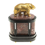 Часы настольные бронзовые с декором в виде медведя Bear Stone Clock варинант исполнения - 7 | Loft Concept в Брянске