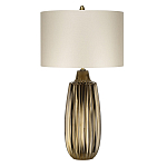 Настольная лампа с рифленым керамическим основанием в бронзовом цвете и жемчужным шёлковым абажуром Elstead Lighting варинант исполнения - 1 | Loft Concept в Брянске